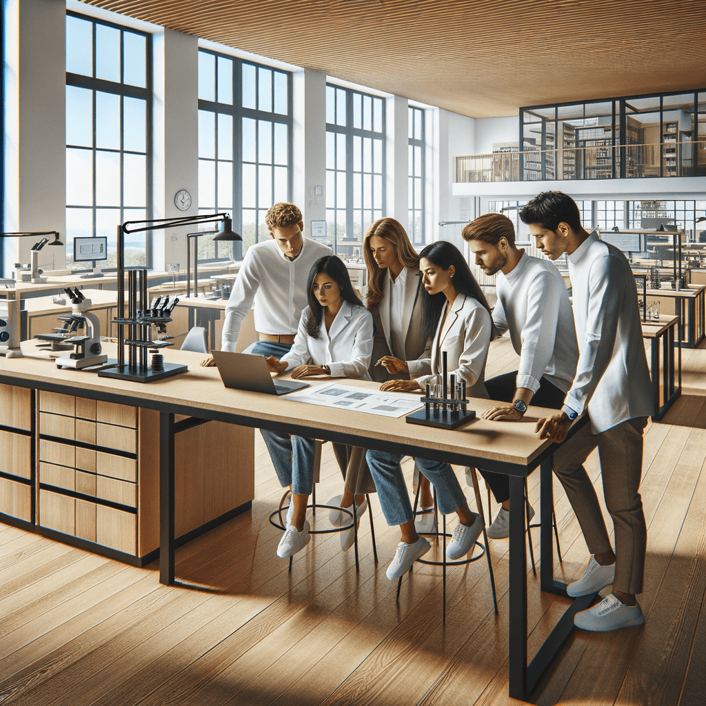 Scitecx team i modern laboratoriemiljö