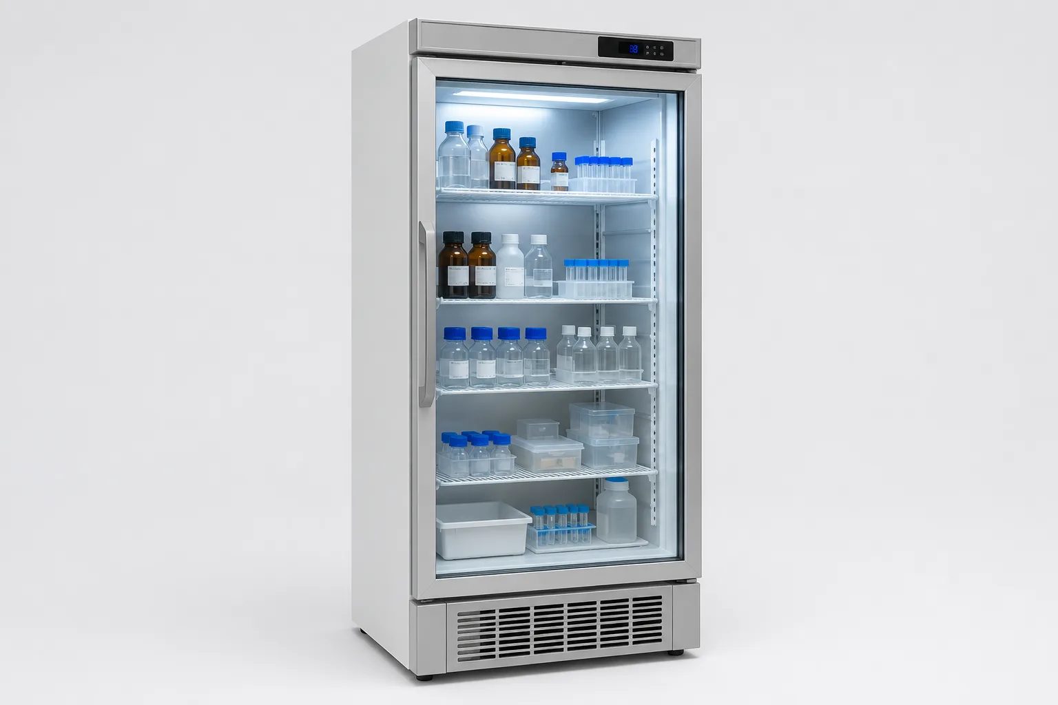 Laboratoriekylskåp – Professionella laboratoriekylskåp (2-10°C) för säker förvaring av reagenser, prover och läkemedel.